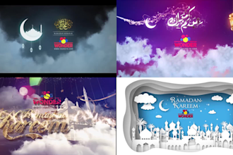 make ramadan opener and eid greetings logo animation video