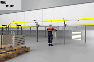 create 3d industrial machinery animation for manufacturing, technical training