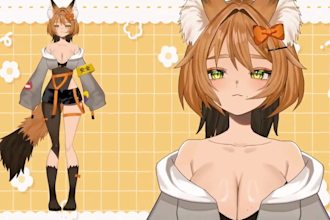 design and rig 2d vtuber, live2d design, vtuber design,live2d character, anime