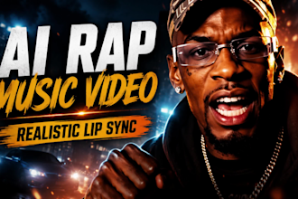 create realistic ai rap music video, hip hop video with lip sync music vide0