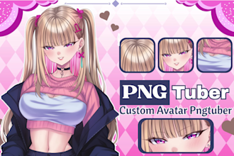 draw a high quality pngtuber model in anime style for streaming