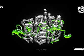 create 3d chrome logo with spinning animation