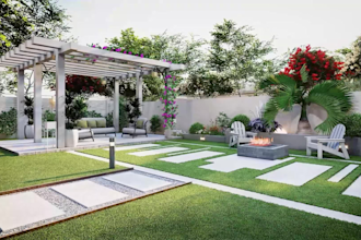 do landscape design, garden, pool, patio, fireplace