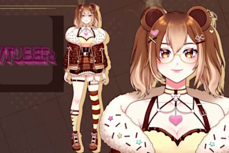 draw cute live2d vtuber model,2d vtuber model, 2d vtuber rigging, anime,cosplay