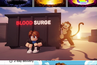 make high quality vibrant roblox artwork thumbnail and logo