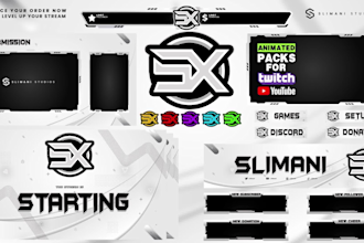 create professional animated twitch stream overlay and logo
