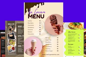 design professional restaurant menu card, digital food flyers