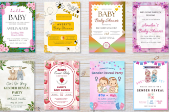 design custom baby shower, gender reveal invitation card or any invitation card