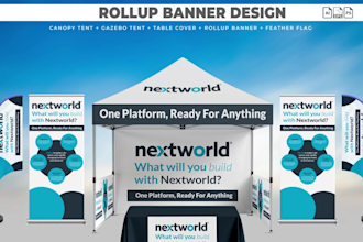 design canopy tent, table cover, flags, roll up banner
