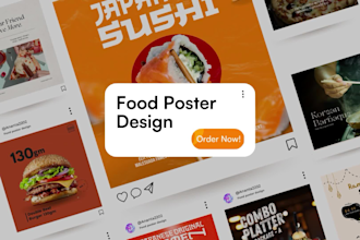 design creative food and beverage poster for your restaurant