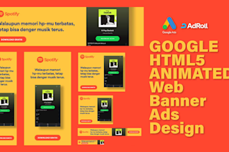 design animated HTML5 banner ads for google adroll or adwords