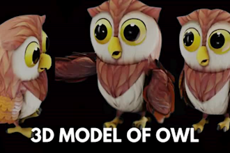create 3d model, animal character, stylized character modeling for 3d printing