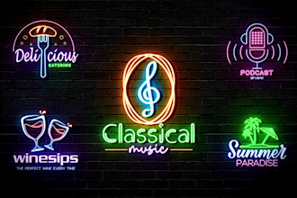design custom neon logo or sign in 12 hours