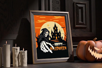 design halloween amazon listing images, shopify banners, and party poster