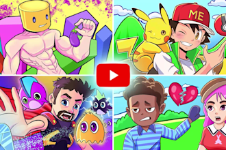 draw cartoon youtube thumbnail for your gaming channel