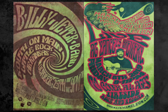 make an authentic psychedelic 60s 70s poster or banner