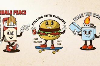 design vintage cartoon retro illustration character for tshirt mascot logo