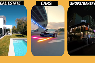 create viral real estate , cars bakeries,shops edits in after effects