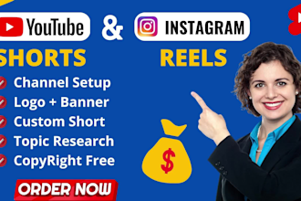 create custom youtube shorts videos, instagram reels and tiktok video editing