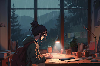 create image animation for lofi music ai art in a loop