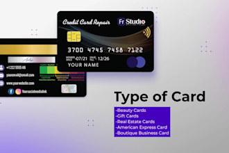 design credit card, business card or gift card design with promo video