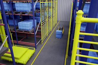 create 3d industrial animation 3d forklift warehouse machinery animation video