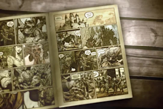 create cinematic comic book trailer or childrens flip book promo