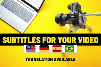 create subtitles in english, spanish, portuguese or german