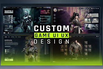 design premium aaa quality game UI UX, hud, and custom assets for your game