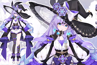draw and rig high quality vtuber mode, 2d vtuber model, live 2d vtuber model