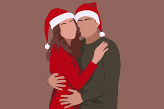 draw minimalist portrait illustration for family, couples, friends