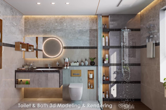 design 3d toilet and bathroom with realistic rendering