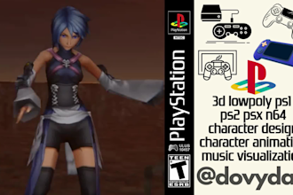 do retro lowpoly style ps1 psx ps2 character for game, vtuber , music visualizer