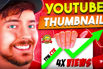 design viral clickbait youtube thumbnails for content creators in 2 hours