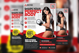 creat sports flyer, gym flyer, and fitness flyer poster in 8 hours