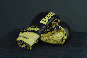 create 3d glove animation, boxing gloves design, sport glove