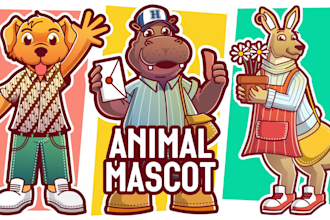 draw cute animal mascot under 24 hours for your business