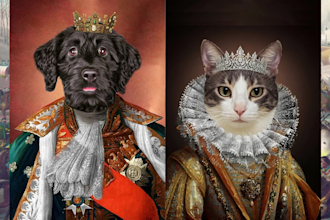 create custom pet portrait, dog portrait, in royal style