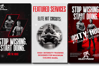 animate motion flyers for gym, fitness, yoga and sports