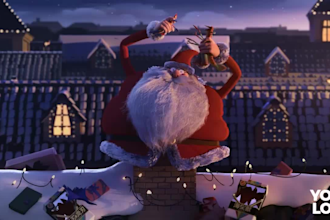 make a funny santa stuck on the roof merry christmas video