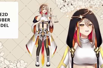 draw and design live2d vtuber model, 2d vtuber rigging, streaming avatar anime