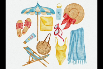 create a simple flat watercolor illustration or clipart for you