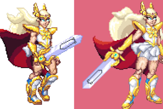 do 8bits 16bits pixel art animation, pixel character sprite sheet animations