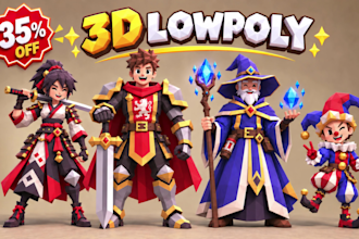 create 3d low poly character models, rigging, animation and game assets