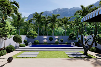 do landscape design, backyard, garden and rendering