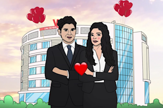 make your animated wedding invitation video with caricature