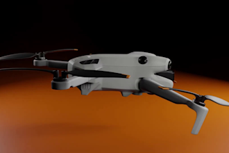 create 3d drone model, 3d drone animation, 3d industrial quadcopters animation