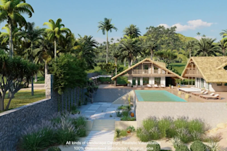 create garden, backyard, patio, pool 3d landscape design architecture