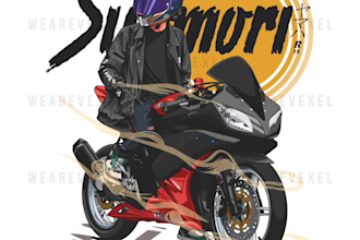 draw vector amazing from your motorcycle in 24 hours