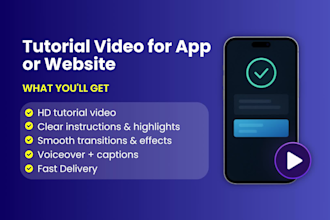 create step by step app or website tutorial video with voiceover